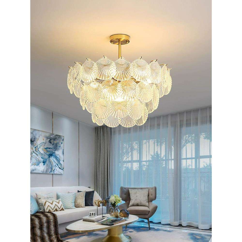 法式轻奢客厅吊灯主卧后现代简约水晶灯网红创意贝壳餐厅卧室灯具