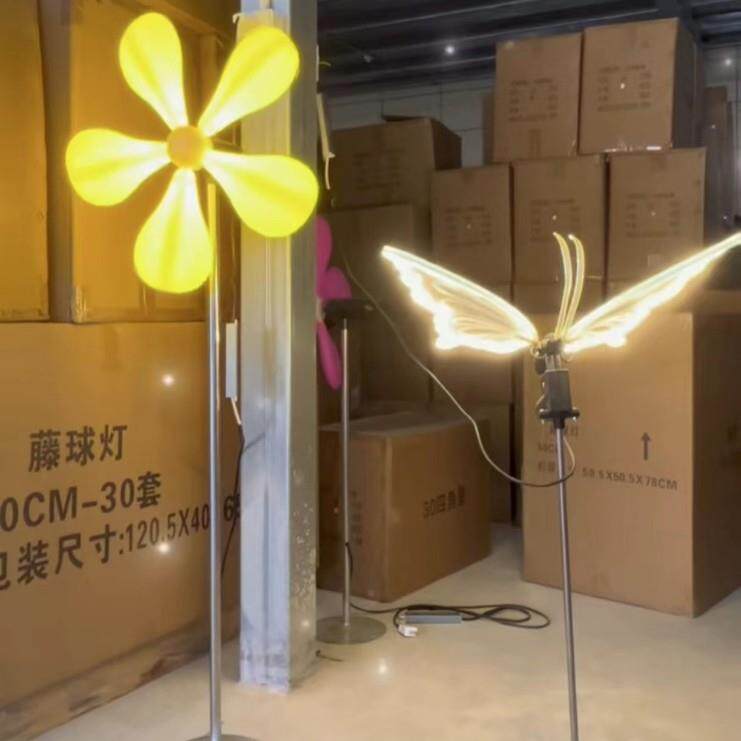 现货动态蝴蝶风车网红感应公园草坪装饰发光景观亮化灯庭院LED