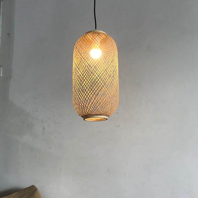 新中式竹艺吊灯民宿茶室装饰火锅店楼梯竹篾竹丝手工编织竹艺灯笼