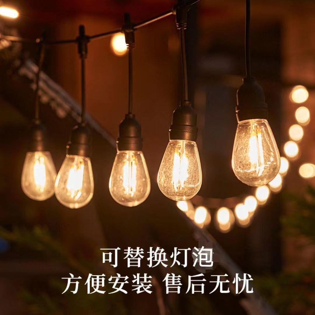 太阳能led球泡灯串户外防水景观亮化装饰灯婚庆露营派对彩灯串