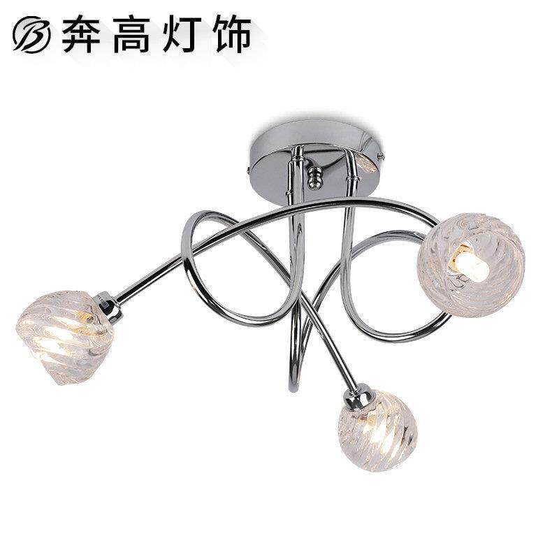跨境分子灯3头吸顶灯轻奢简约北欧客厅餐厅卧室水晶玻璃灯具9WG9