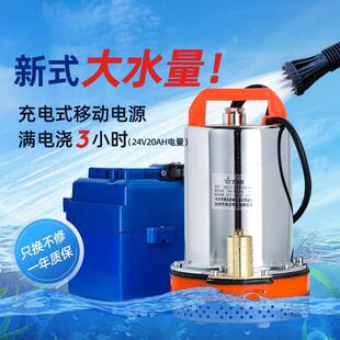潜水泵充电式水泵家用抽水浇菜12v24v大功率花园便携式户外抽水泵