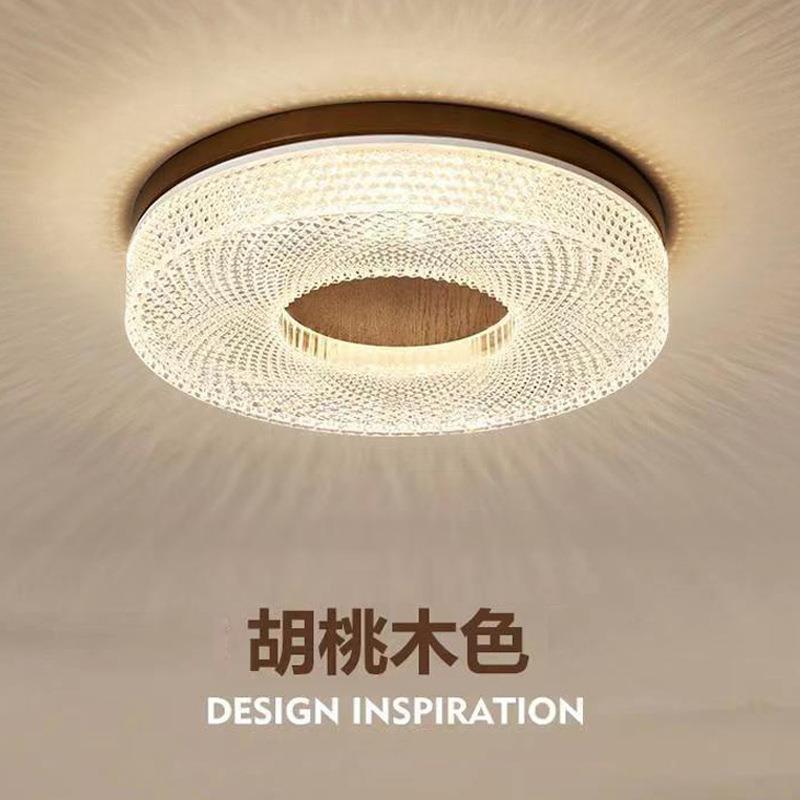 新中式卧室吸顶灯现代简约圆形实木主卧轻奢复古书房灯护眼餐厅灯