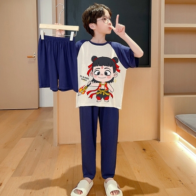 儿童睡衣夏季薄款男童莫代尔
