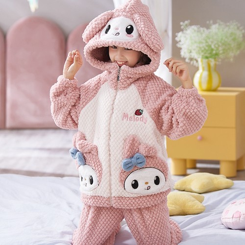 儿童睡衣女童秋冬季珊瑚绒