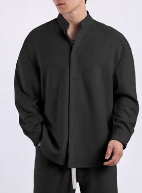 新中式秋冬立领新品男式衬衫外穿户外厚款中国风轻熟潮流穿搭厚款