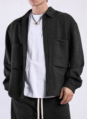 新款夹克外套男装翻领复古高级潮流休闲百搭户外休闲加厚口袋学生