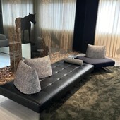 意式 牛角prado写意空间双面坐布艺沙发客厅无扶手直排沙发设计师