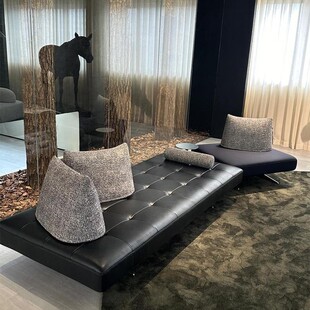 意式牛角prado写意空间双面坐布艺沙发客厅无扶手直排沙发设计师