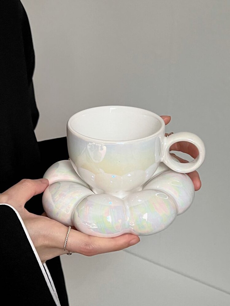 奶乎乎花朵胖咖啡杯碟女生下午茶套装陶瓷马克杯拿铁杯