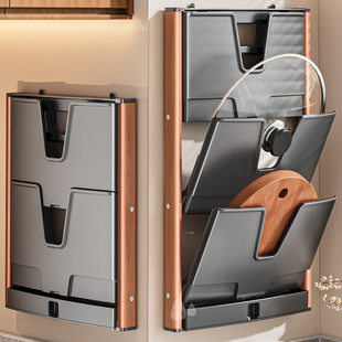 可折叠吸盘锅盖架壁挂式免打孔厨房置物架多层放砧板菜板收纳神器