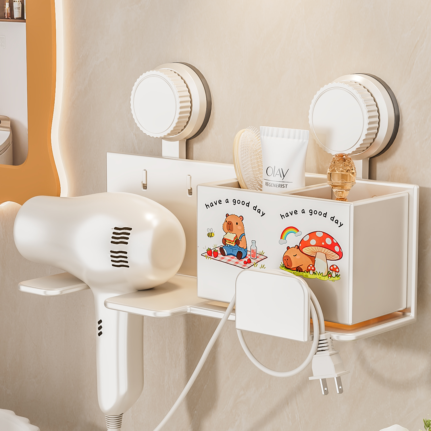 吸盘吹风机电动牙刷置物架免打孔