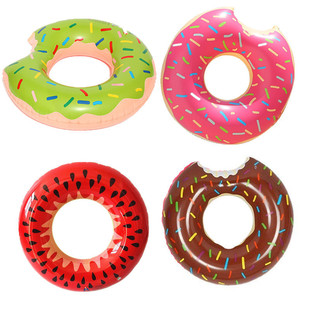 新款 加厚多色甜甜圈泳圈儿童西瓜泳圈现货批 pvc充气甜甜圈游泳圈