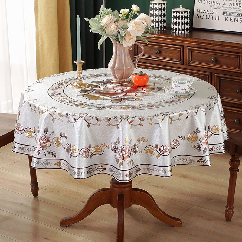 圆桌桌布防水防油防烫免洗家用餐厅BPVC塑料圆形餐桌布圆桌套桌垫