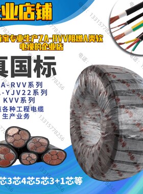 沙桥za-rvv阻燃A类软电力电缆 铜线1 2 3 4芯4 61016 25 35平方50