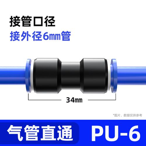气管快速接头气动软管快插PU直通PG变径三通PEPY468101214mm直角