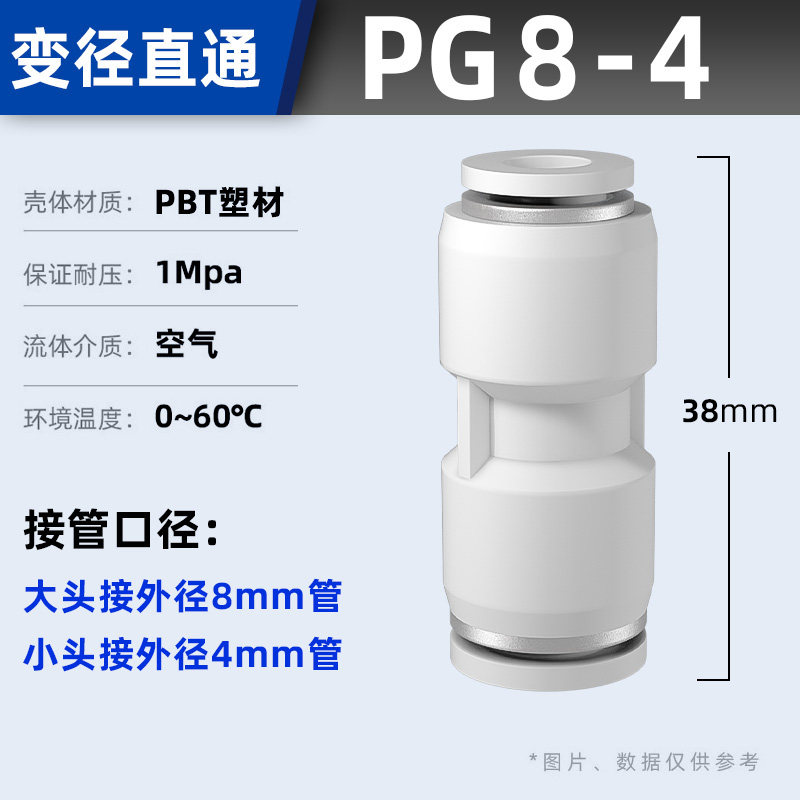 气管快速接头气动快插PU直通PE PY三通PG PEG PW变径6/8/10/12mm