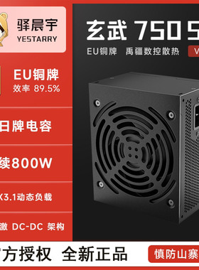驿晨宇玄武750SE电脑电源额定750W静音白色台式机ATX主机电源尘雨