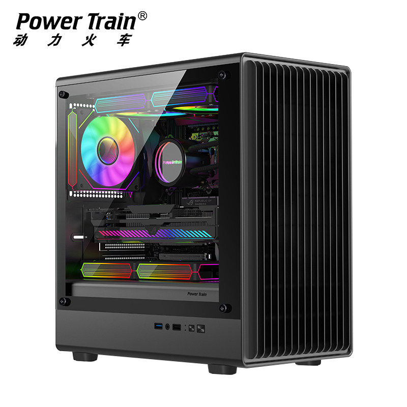动力火车智界V1机箱MATX钢化玻璃侧透240水冷台式机游戏电脑机箱