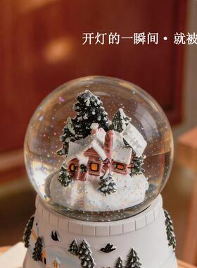 现货可旋转圣诞水晶球音乐盒八音盒生日礼物送P女孩子小公主10岁