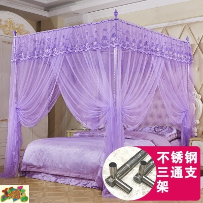 速发1.8帐角蚊帐家季夏天公主风四篷双人牀上夏用防蚊子四方形宫