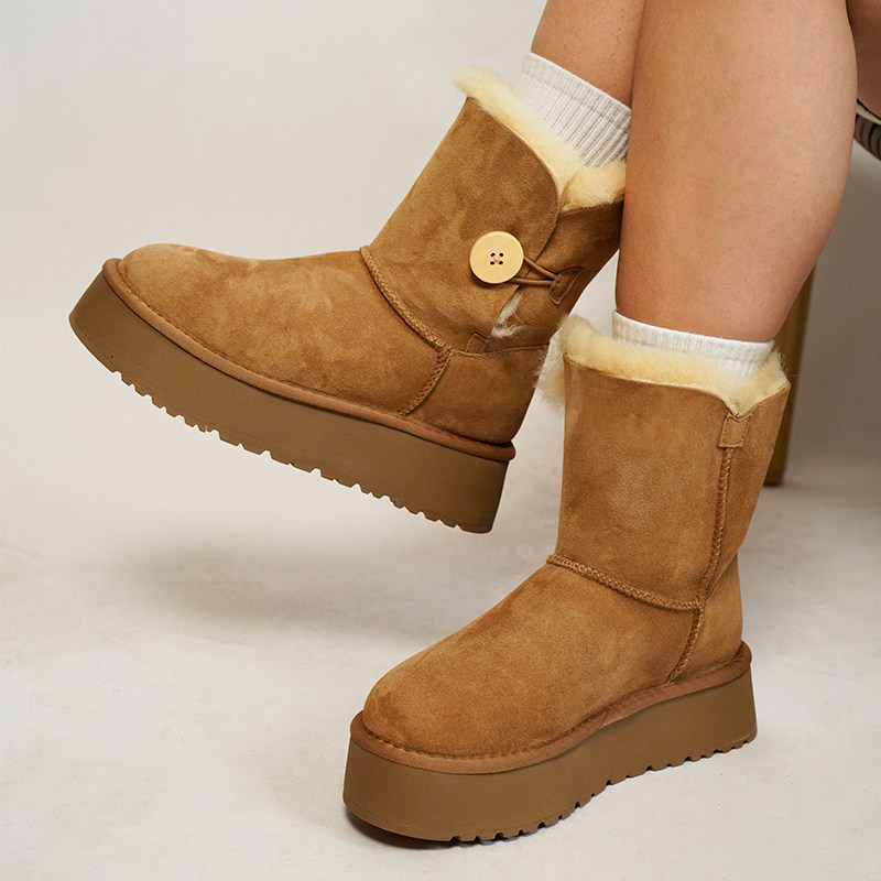 厚底雪地靴女款2025新款冬季防滑雪地棉鞋加绒中筒皮毛一体桑坡村,女鞋,时尚雪地靴,淘宝优惠券,粉丝福利购,淘宝优惠卷