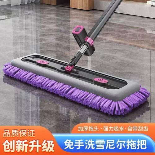 雪尼尔免手洗拖把带桶家用懒人一拖净干湿两用拖地神器旋转拖把