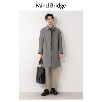 Mind Bridge秋冬季单面羊绒大衣中长款保暖风衣羊毛呢子男士外套
