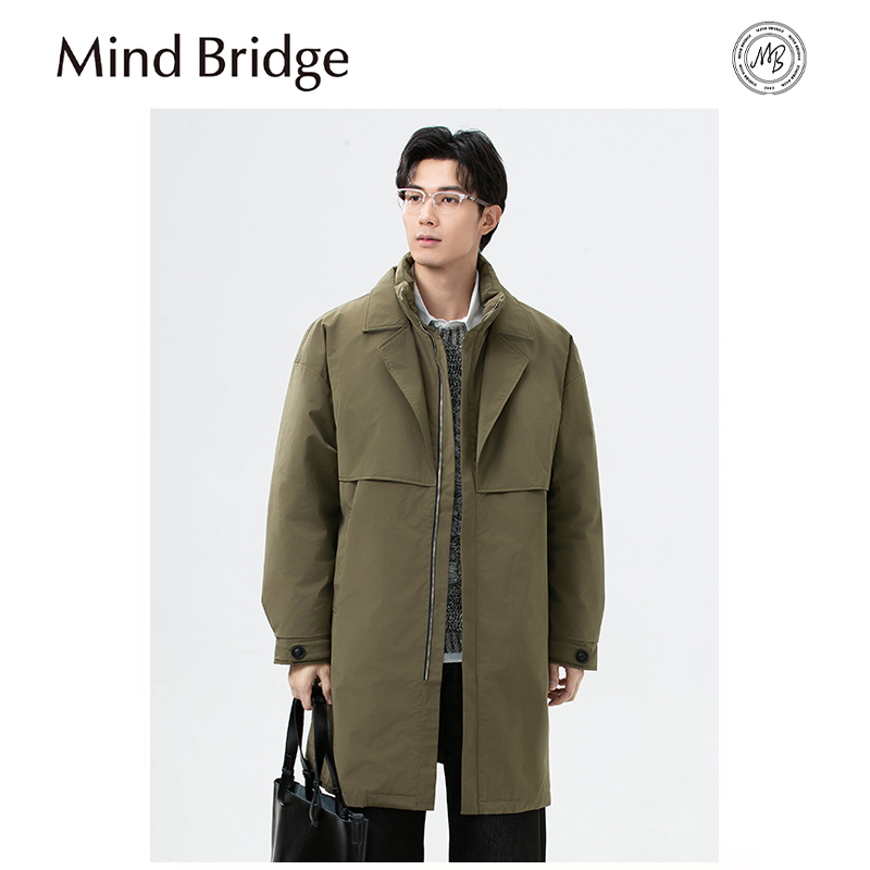 Mind Bridge2025冬季新款男士户外保暖90鸭绒大衣宽松羽绒服外套
