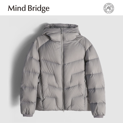 Mind Bridge轻薄羽绒服男士2025冬短款保暖休闲时尚连帽鸭绒外套