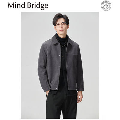 Mind Bridge2025早春新款男士商务休闲行政风灯芯绒夹克复古外套