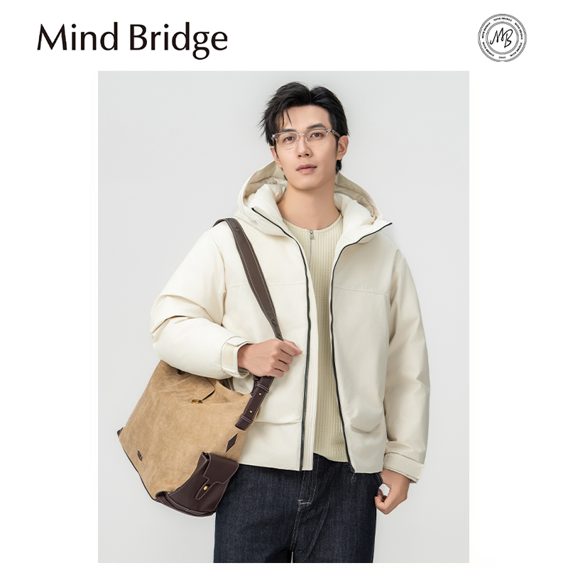 Mind Bridge冬季户外连帽夹克羽绒服鸭绒加厚保暖防寒防风外套男