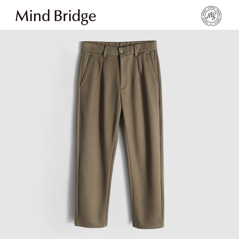 Mind Bridge2024秋冬季新款男士商务休闲垂感直筒裤人字纹小西裤