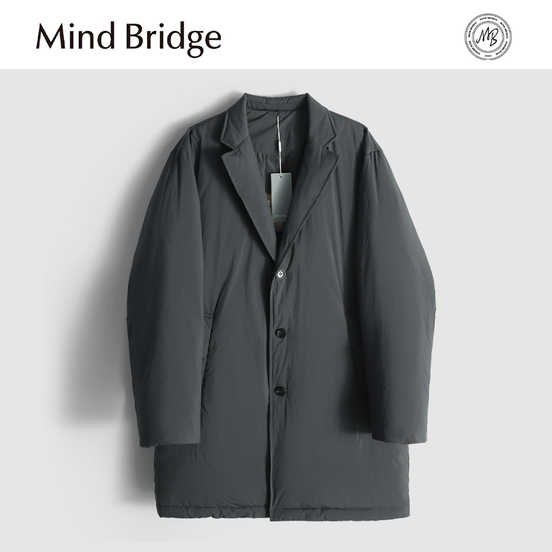 Mind Bridge2025冬季新款男士新中式西装领90白鸭绒羽绒服外套潮
