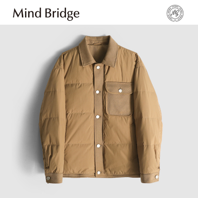 Mind Bridge2024秋冬季新款男士日系复古翻领商务休闲夹克羽绒服