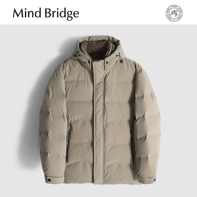Mind Bridge2025秋冬季新款男户外可脱卸帽防风防泼水羽绒服外套