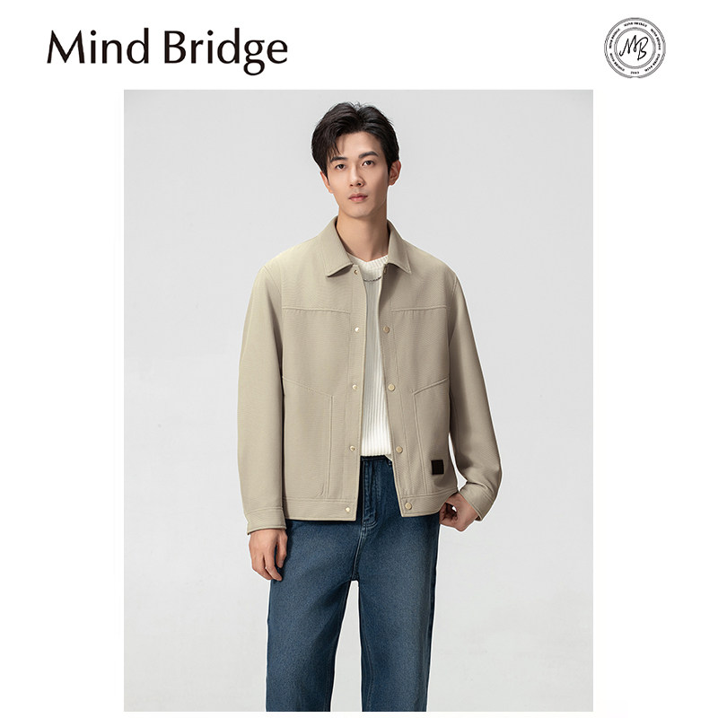 Mind Bridge2025早春新款男士轻奢高级感华夫格抗皱弹力夹克外套,男装,夹克,淘宝优惠券,粉丝福利购,淘宝优惠卷
