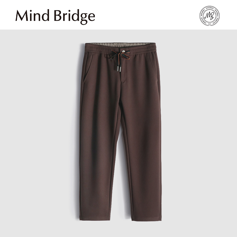 Mind Bridge2025秋冬季新款男士户外休闲卫裤羊毛混纺抽绳长裤子