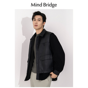 Mind Bridge两件套摇粒绒外套男皮马甲抓绒衣内胆保暖夹克秋上衣