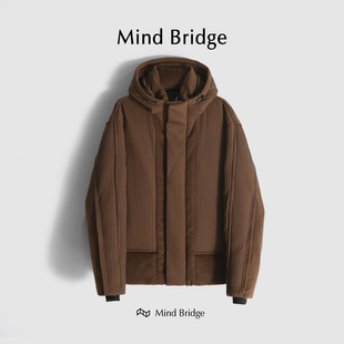 Mind 男肌理感褶皱加厚羽绒服宽松90白鸭绒面包服外套 Bridge冬季