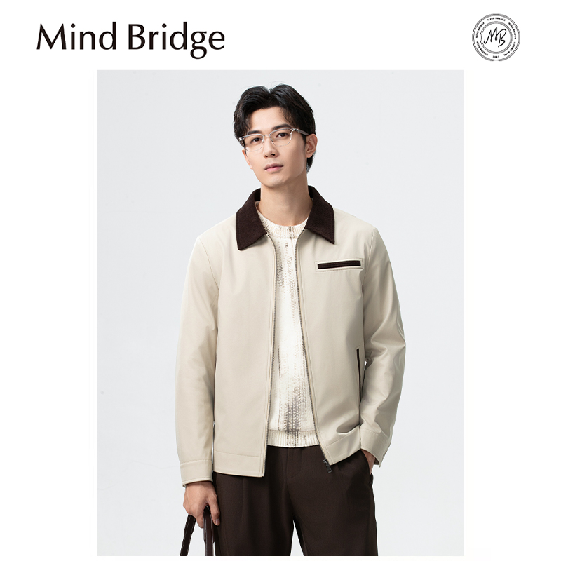 Mind Bridge2025秋季新款男士高级感巴恩风商务休闲简约夹克外套