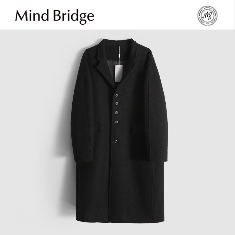Mind Bridge2025秋冬新款男士高端风衣羊毛混纺长款过膝大衣外套