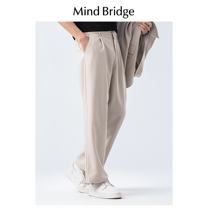 Mind Bridge2024春秋新款肌理感斜纹男士休闲裤弹力修身长裤西裤
