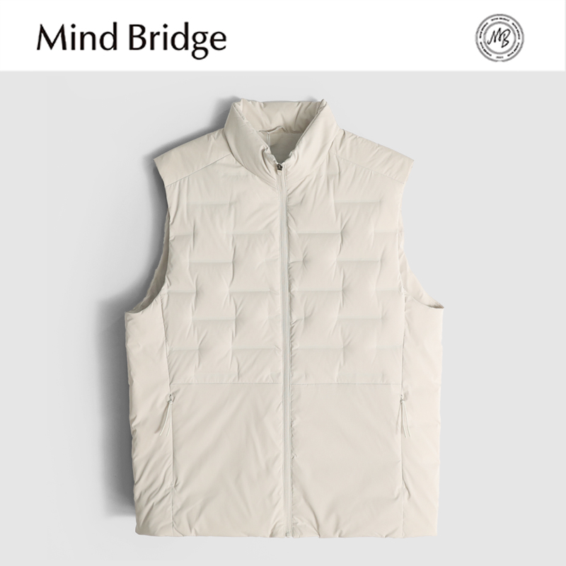 Mind Bridge男立领羽绒马甲鸭绒2025秋冬叠穿轻型无袖羽绒服背心