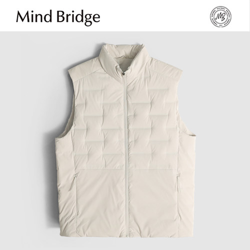 Mind Bridge男立领羽绒马甲鸭绒2025秋冬叠穿轻型无袖羽绒服背心