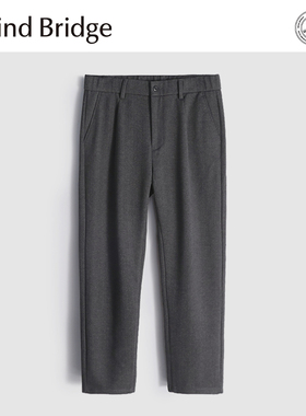Mind Bridge2025春秋冬新款休闲裤男士防风保暖磨毛人字纹毛呢裤