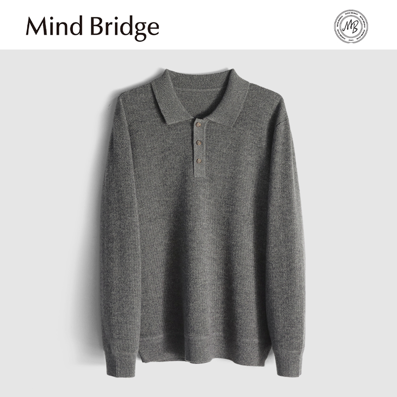 Mind Bridge2025秋季新款男士高端商务休闲绵羊毛混纺针织polo衫