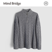 Mind 复古高端100%绵羊毛半拉练立领毛衣 男士 Bridge2025秋季 新款