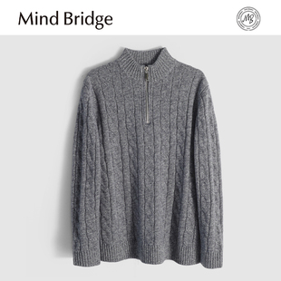 男士 新款 复古高端100%绵羊毛半拉练立领毛衣 Bridge2025秋季 Mind