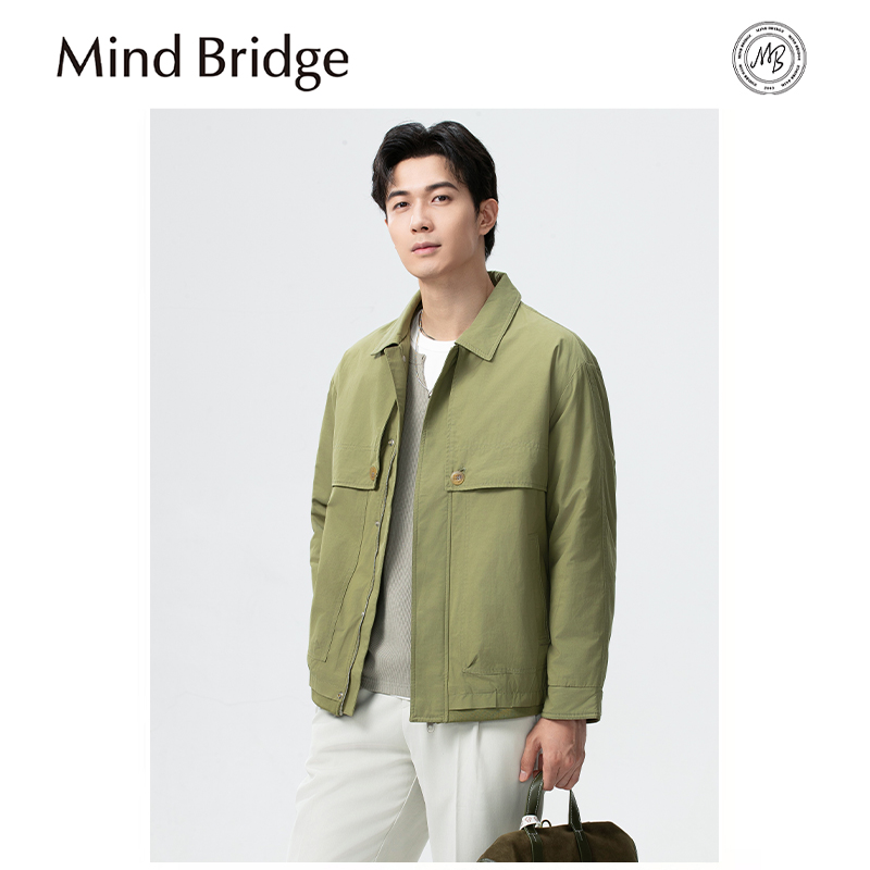 Mind Bridge2025秋冬新款商务休闲行政风90鸭绒短款风衣羽绒服男